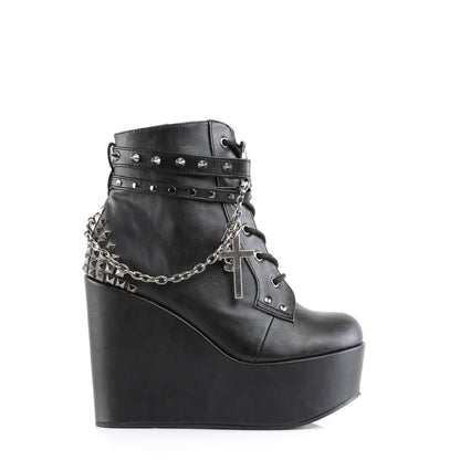 DemoniaCult Bottes de cheville des femmes POISON-101 Cuir végétalien BLK