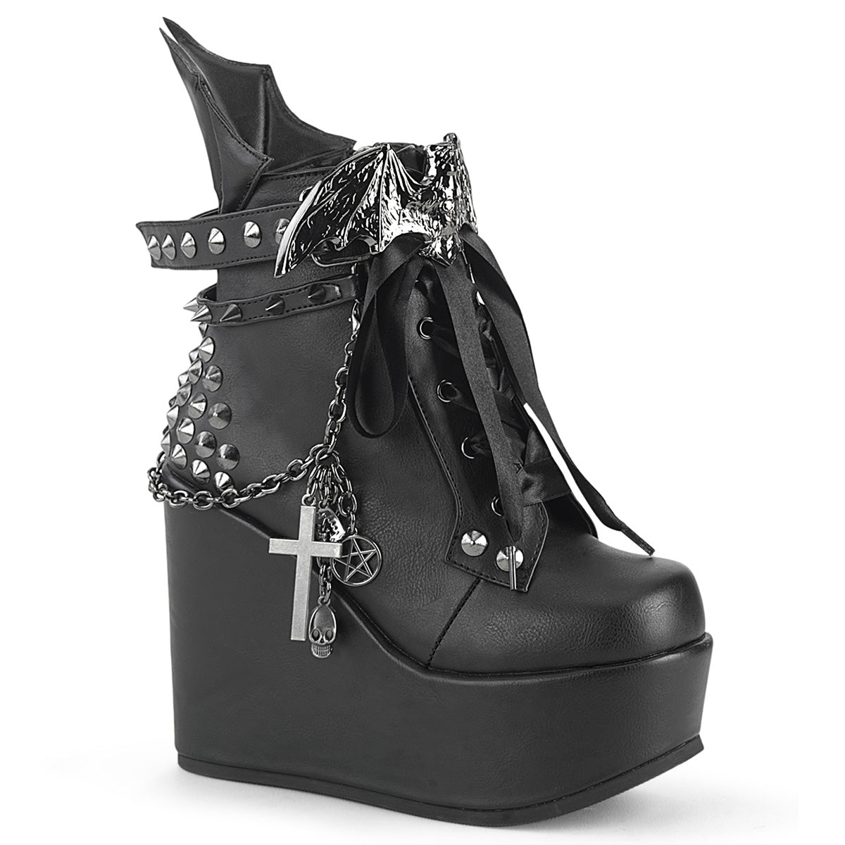 DemoniaCult  Bottines POISON-107 Cuir végétalien BLK