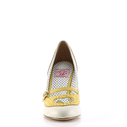 Pin Up Couture Pompes pour femmes POPPY-18 Cuir en faux-jaune-crème jaune