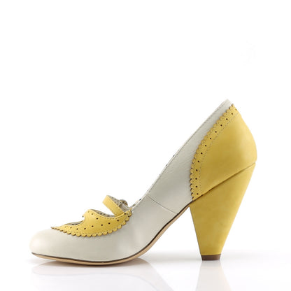 Pin Up Couture Pompes pour femmes POPPY-18 Cuir en faux-jaune-crème jaune