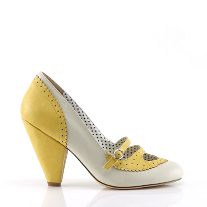 Pin Up Couture Pompes pour femmes POPPY-18 Cuir en faux-jaune-crème jaune