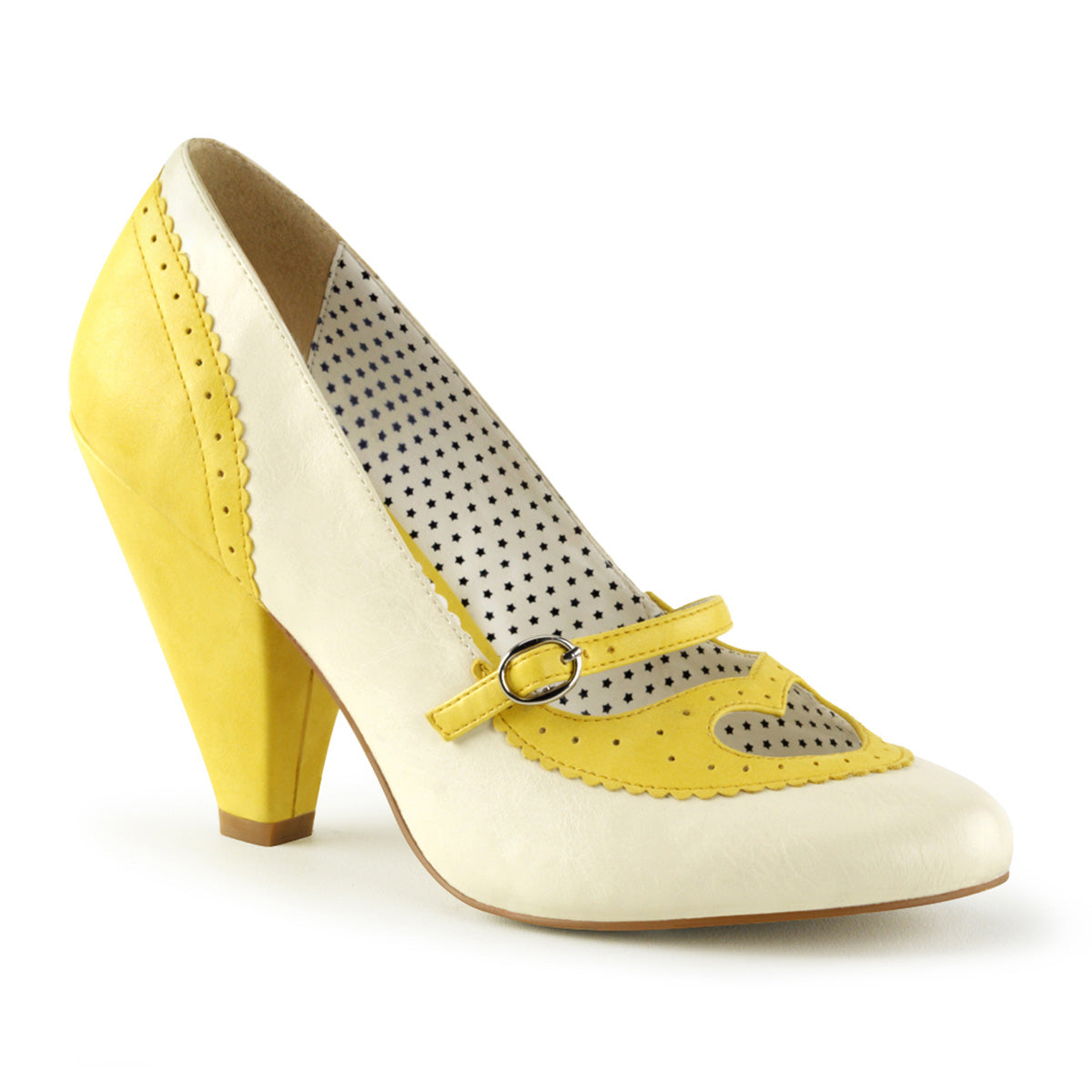 Pin Up Couture Pompes pour femmes POPPY-18 Cuir en faux-jaune-crème jaune