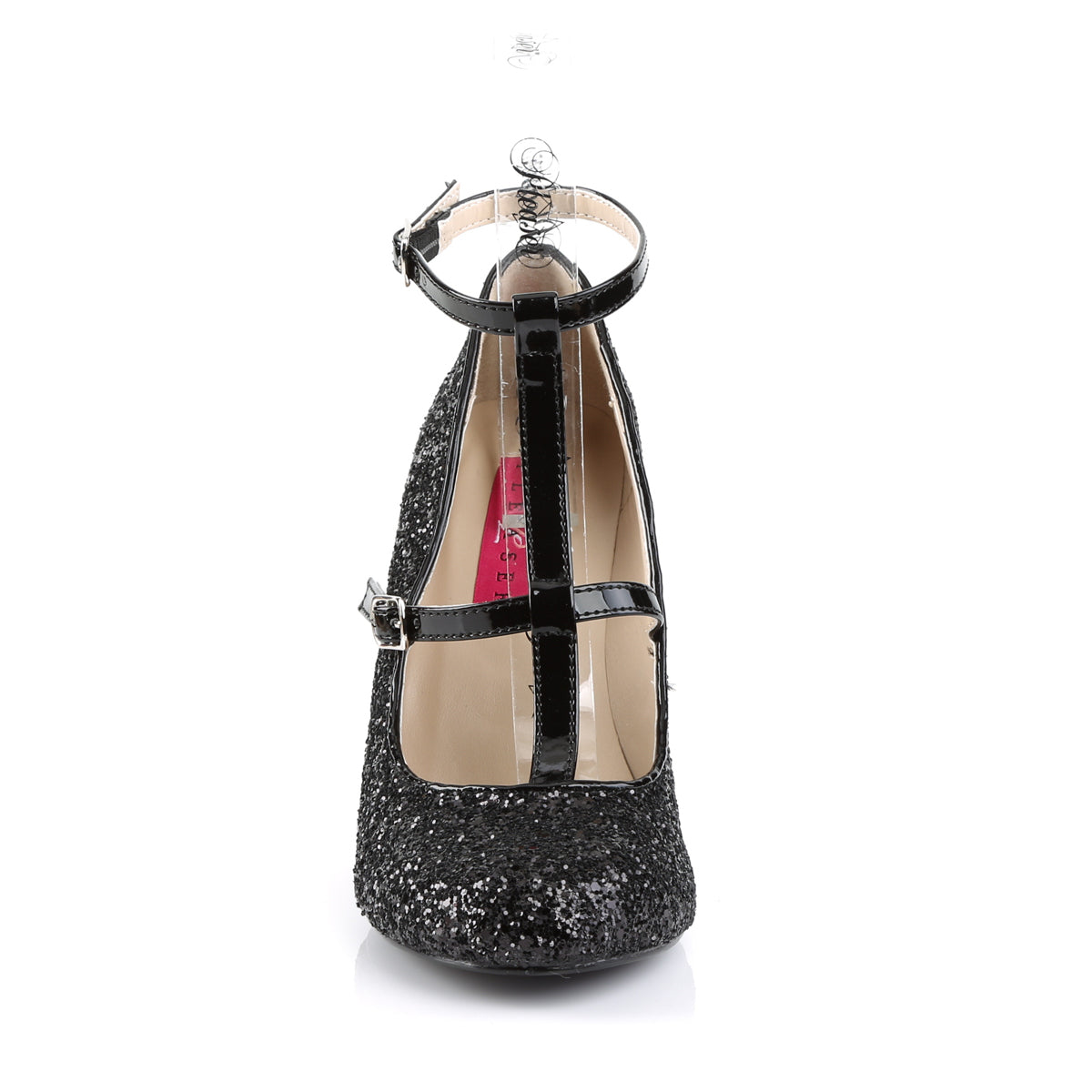 Pleaser Pink Label Pompes pour femmes QUEEN-01 blk gltr-pat