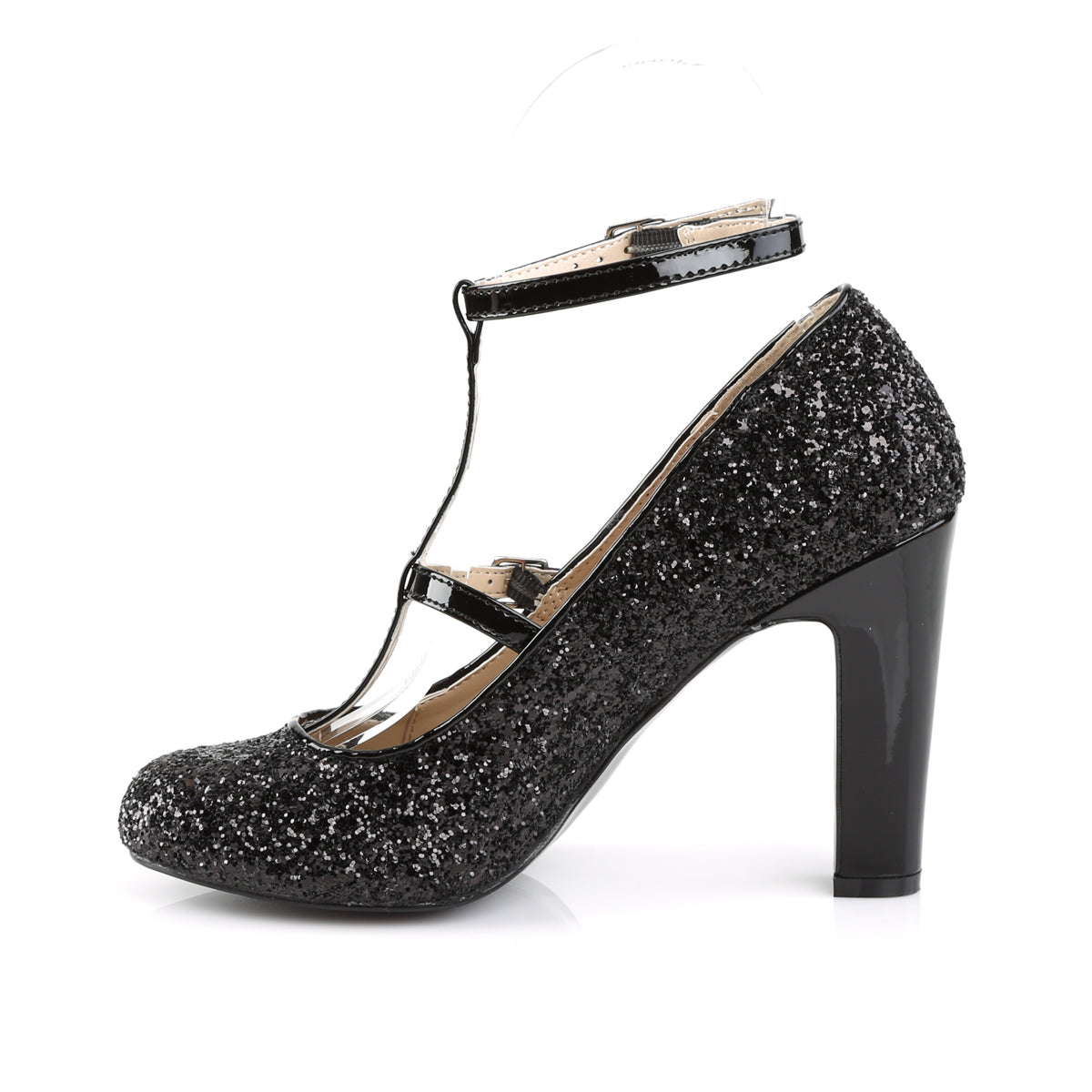 Pleaser Pink Label Pompes pour femmes QUEEN-01 blk gltr-pat