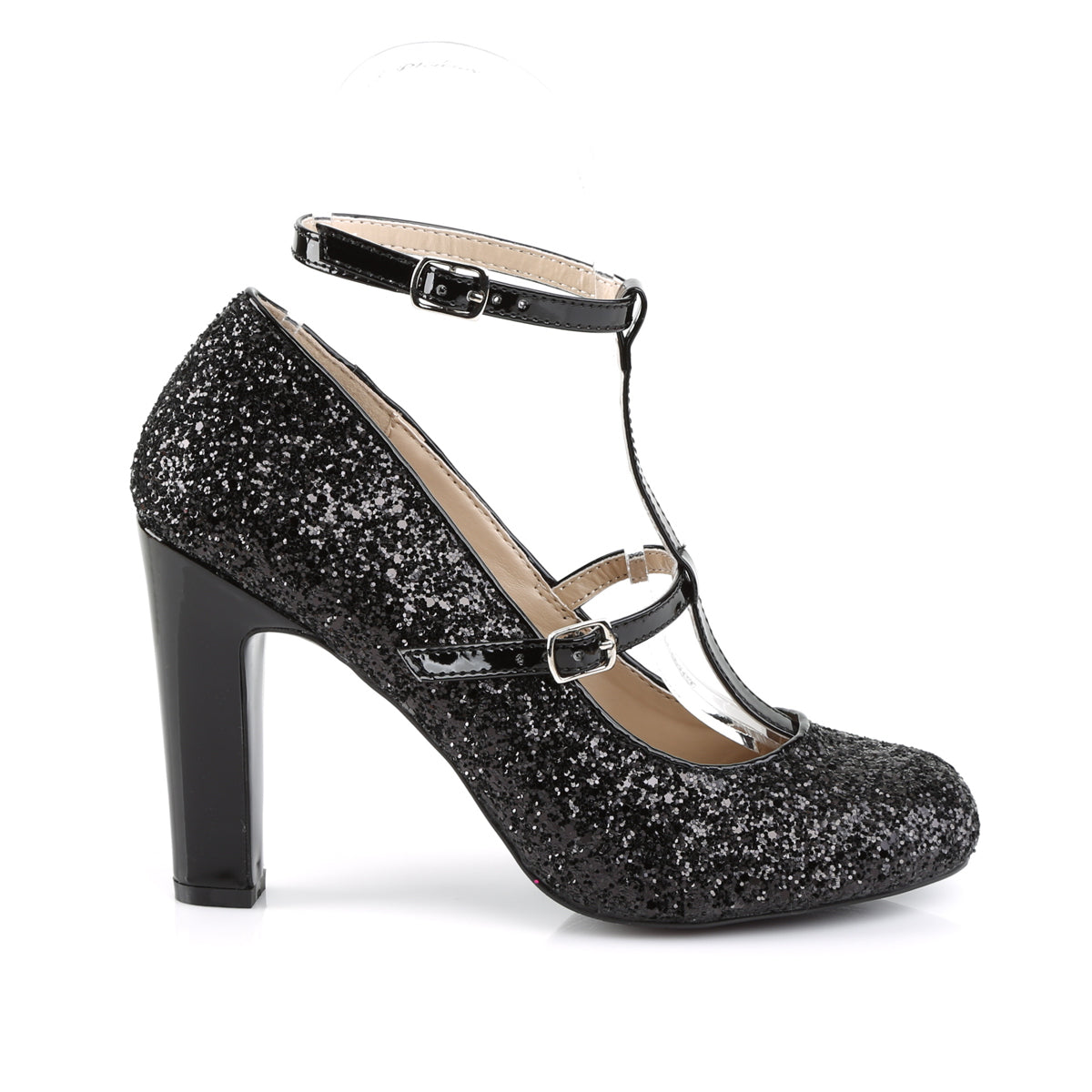Pleaser Pink Label Pompes pour femmes QUEEN-01 blk gltr-pat