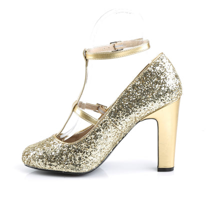 Pleaser Pink Label Womens Pumps QUEEN-01 Gold Glitter-Met. Pu