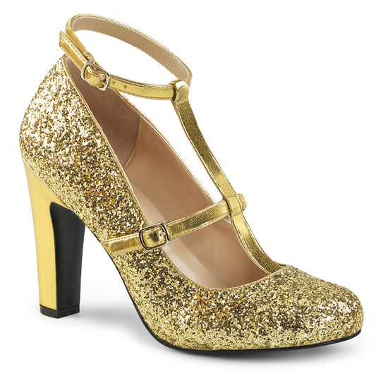 Pleaser Pink Label Pompes pour femmes QUEEN-01 Gold Glitter-Met. Puce
