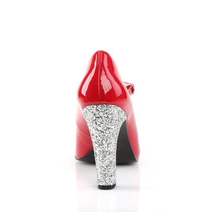 Pleaser Pink Label Womens Pumps QUEEN-02 Red Pat-Slv Glitter