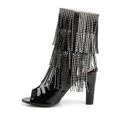 Pleaser Pink Label Womens Ankle Boots QUEEN-100 Blk Pat