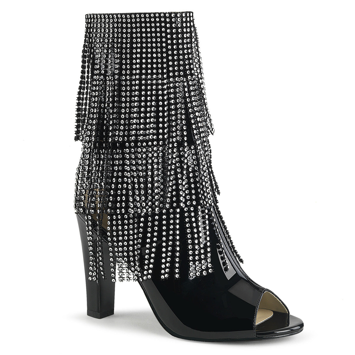 Pleaser Pink Label Womens Ankle Boots QUEEN-100 Blk Pat