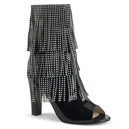 Pleaser Pink Label Womens Ankle Boots QUEEN-100 Blk Pat