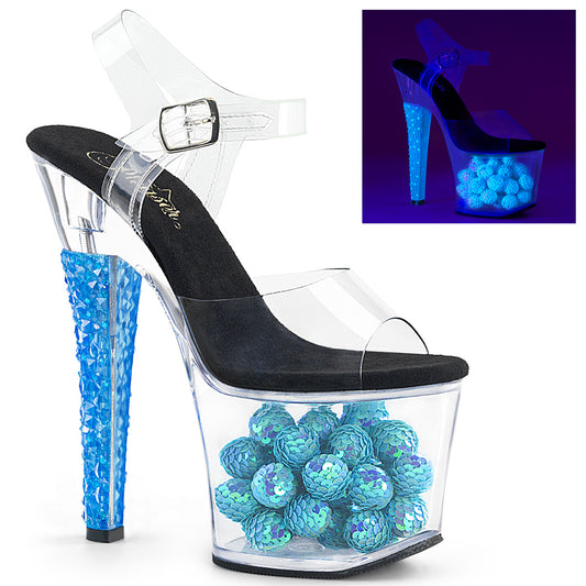 Pleaser Sandales pour femmes RADIANT-708nsb CLR / Néon Ice Blue