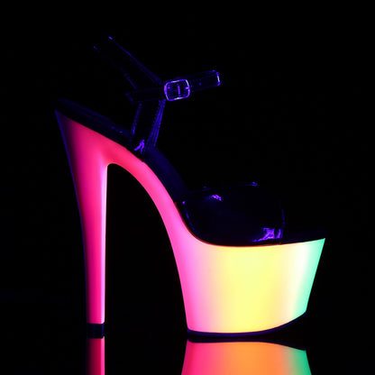 Pleaser Sandales pour femmes RAINBOW-309UV BLK PAT / NEON MULTI