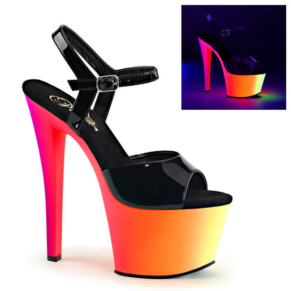 Pleaser Sandales pour femmes RAINBOW-309UV BLK PAT / NEON MULTI