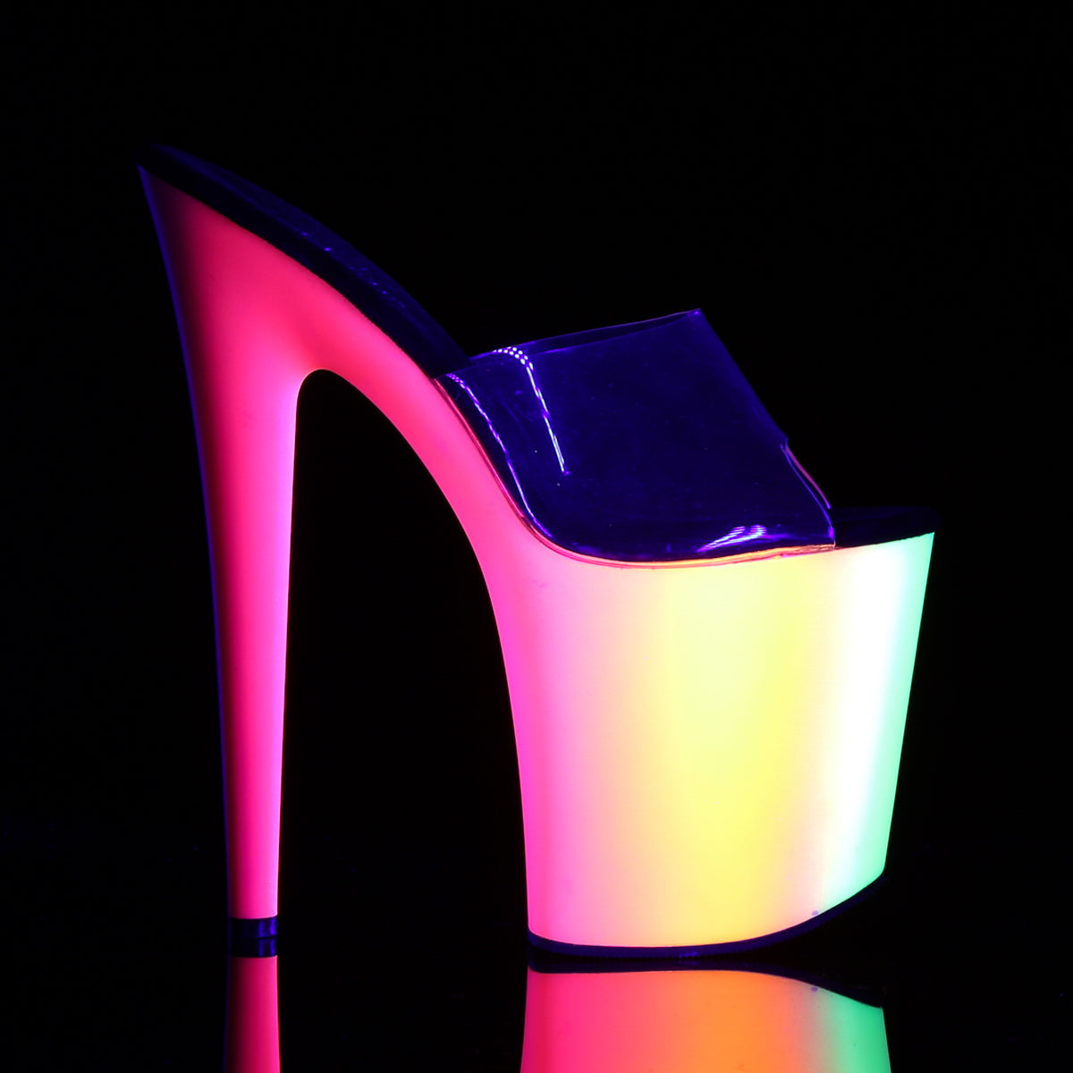 Pleaser Sandales féminines Rainbow-801UV CLR / NEON Multi