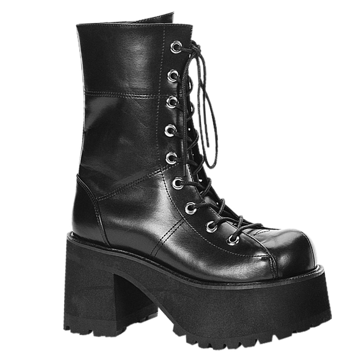 DemoniaCult Bottes de femmes RANGER-301 Cuir végétalien BLK