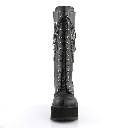 DemoniaCult Bottes pour hommes RANGER-303 Blk Faux Leather
