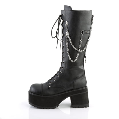 DemoniaCult Bottes pour hommes RANGER-303 Blk Faux Leather