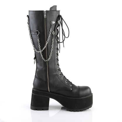 DemoniaCult Bottes pour hommes RANGER-303 Blk Faux Leather