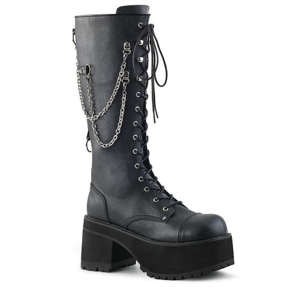 DemoniaCult Bottes pour hommes RANGER-303 Blk Faux Leather