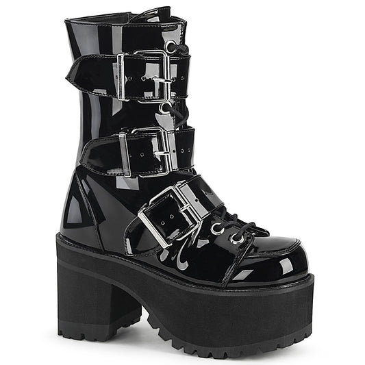 DemoniaCult Bottes de cheville des femmes RANGER-308 brevet blk