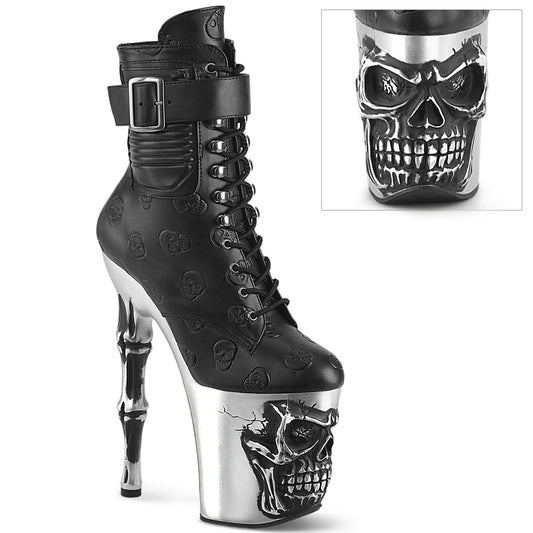 Pleaser  Bottines RAPTURE-1020STR-02 BLK faux cuir / slv Matte-Rubbed Blk