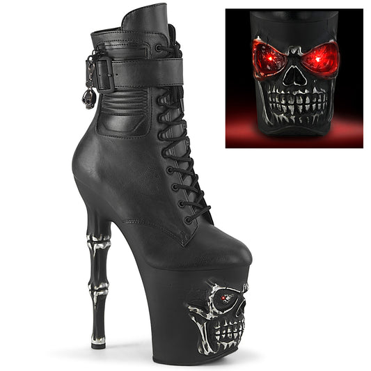 Pleaser  Bottines RAPTURE-1020STR-LT BLK faux cuir / Blk Matte-Rubbed SLV
