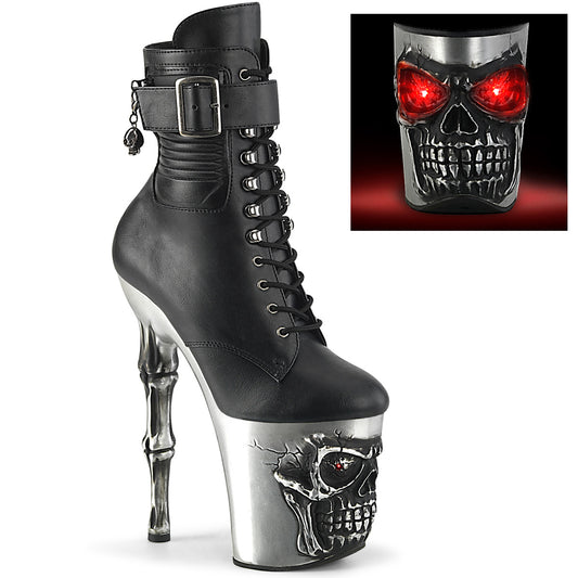 Pleaser  Bottines RAPTURE-1020STR-LT BLK faux cuir / slv Matte-Rubbed Blk