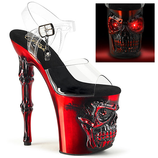 Pleaser  Des sandales RAPTURE-808-lt CLR / Satin Red Chrome