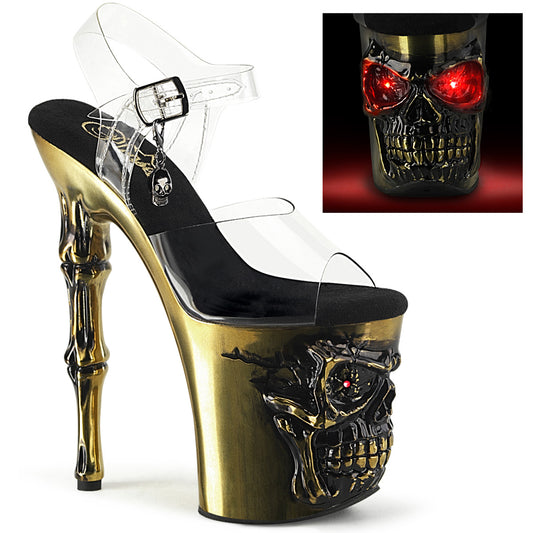 Pleaser  Des sandales RAPTURE-808-lt CLR / Satin Brass Chrome