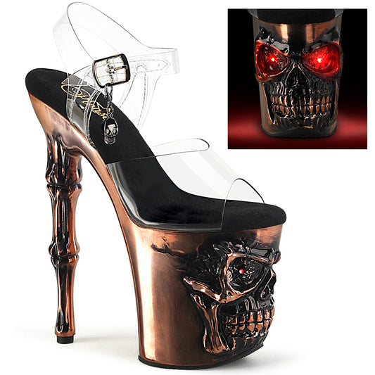 Pleaser  Des sandales RAPTURE-808-lt CLR / Satin Copper Chrome