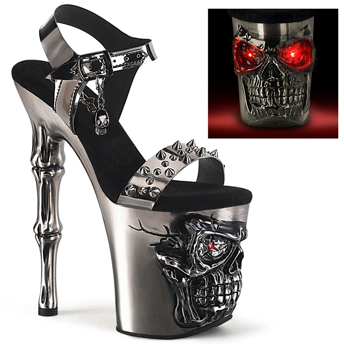 Pleaser  Des sandales RAPTURE-812-lt étain tpu / étain de satin chrome