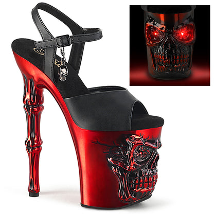 Pleaser  Des sandales RAPTURE-809-LT BLK faux cuir / chrome rouge satin