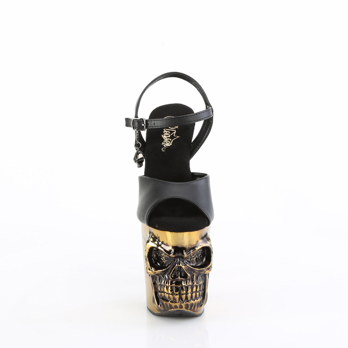 Pleaser  Des sandales RAPTURE-809-lt Blk faux cuir / laiton en laiton en satin