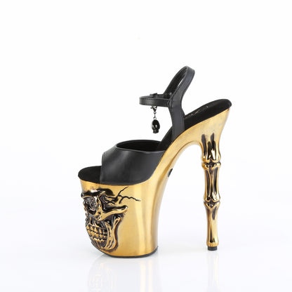 Pleaser  Des sandales RAPTURE-809-lt Blk faux cuir / laiton en laiton en satin
