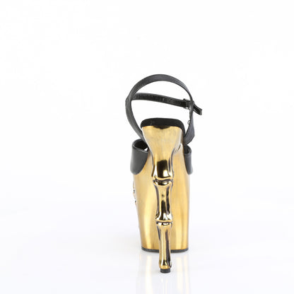 Pleaser  Des sandales RAPTURE-809-lt Blk faux cuir / laiton en laiton en satin