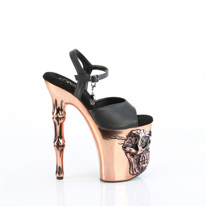 Pleaser  Des sandales RAPTURE-809-LT BLK faux cuir / chromage en cuivre en satin