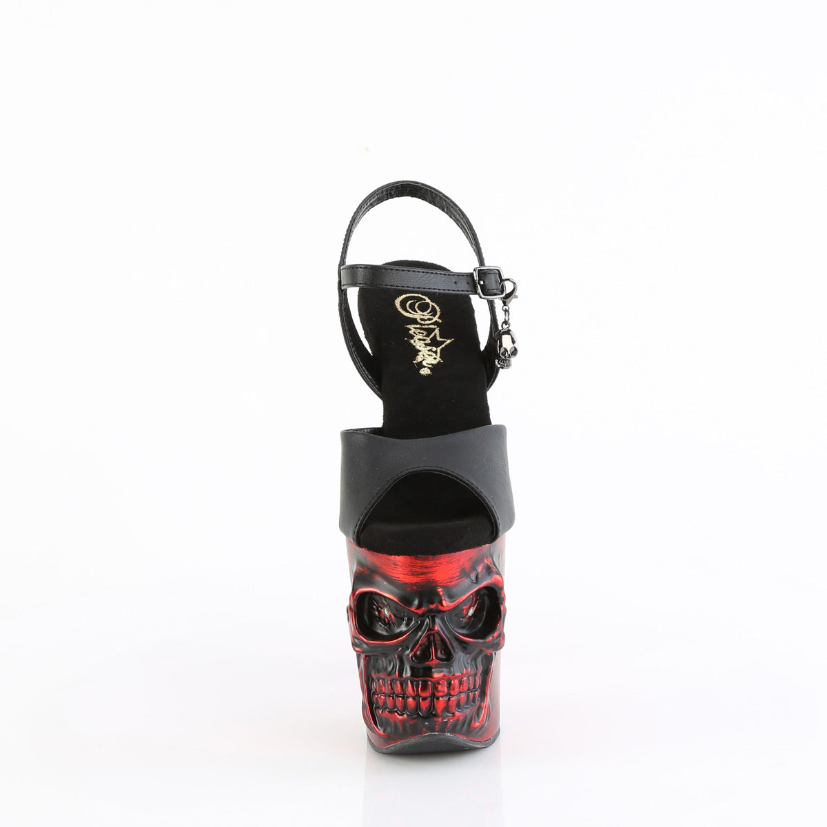 Pleaser  Des sandales RAPTURE-809-LT BLK faux cuir / chrome rouge satin