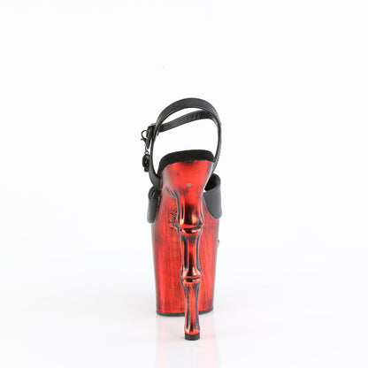 Pleaser  Des sandales RAPTURE-809-LT BLK faux cuir / chrome rouge satin