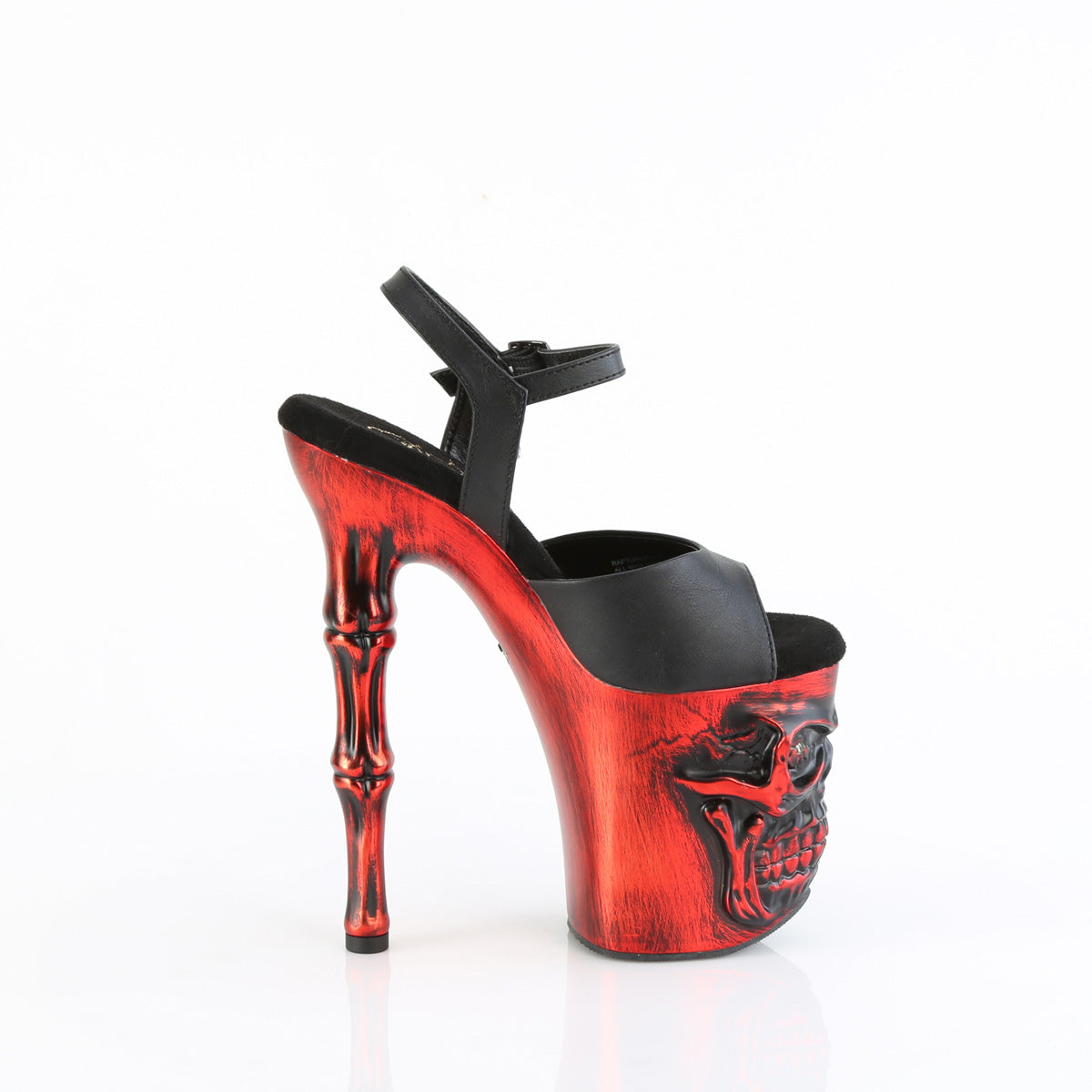Pleaser  Des sandales RAPTURE-809-LT BLK faux cuir / chrome rouge satin