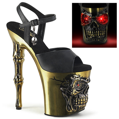 Pleaser  Des sandales RAPTURE-809-lt Blk faux cuir / laiton en laiton en satin