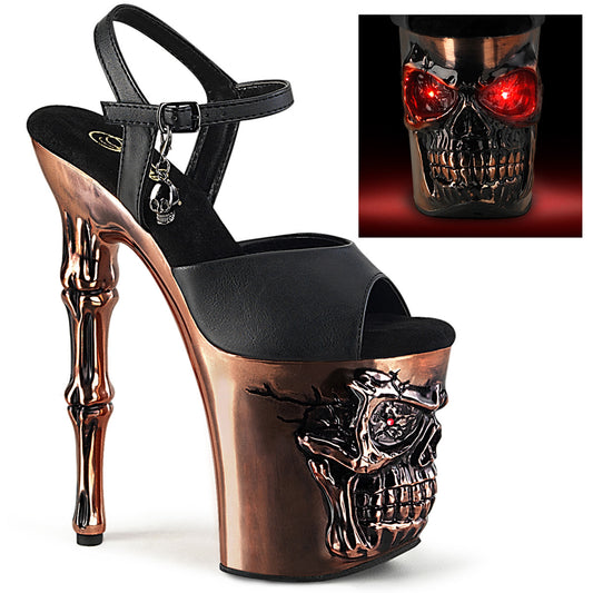 Pleaser  Des sandales RAPTURE-809-LT BLK faux cuir / chromage en cuivre en satin