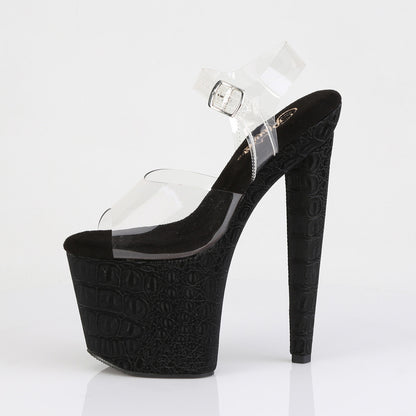 Pleaser Women's Platform Shoes RAZZLE-808WR Clr/Blk Reptile Print