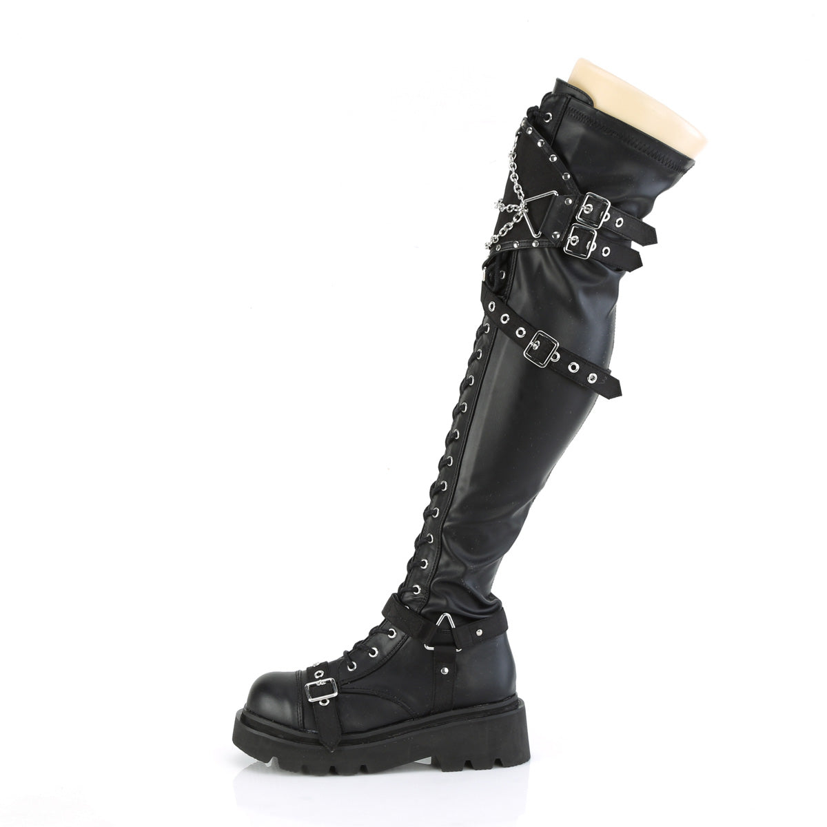 DemoniaCult  Bottes RENEGADE-320 Blk Stretch Vegan Le cuir