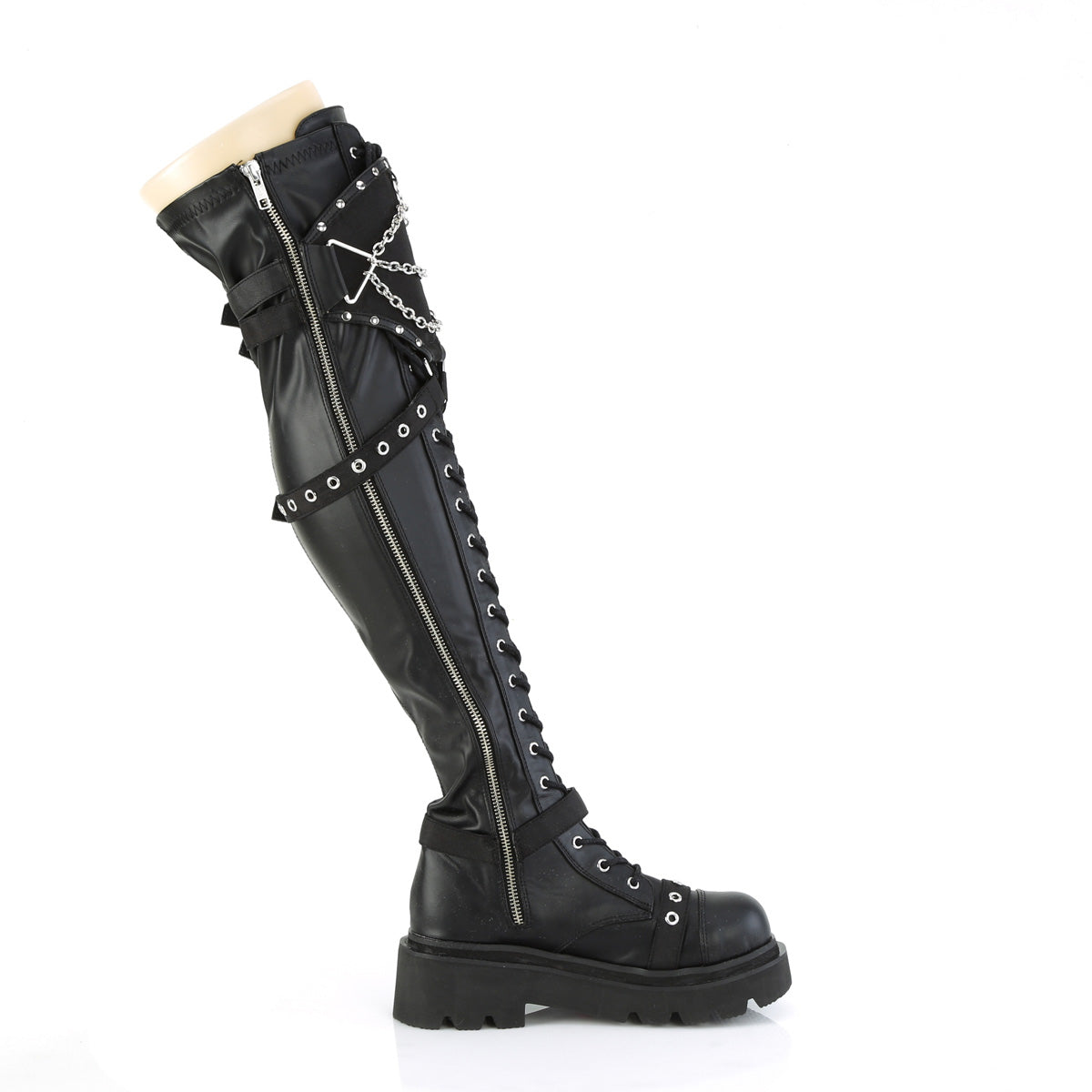 DemoniaCult  Bottes RENEGADE-320 Blk Stretch Vegan Le cuir