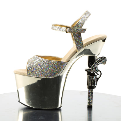 Pleaser Sandales pour femmes REVOLVER-709g Gold multi gltr / chrome d'or