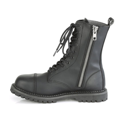 DemoniaCult Bottes pour hommes RIOT-10 cuir végétalien BLK