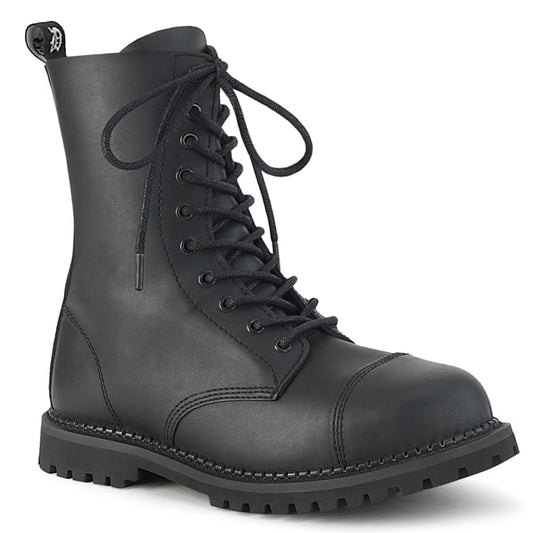 DemoniaCult Bottes pour hommes RIOT-10 cuir végétalien BLK