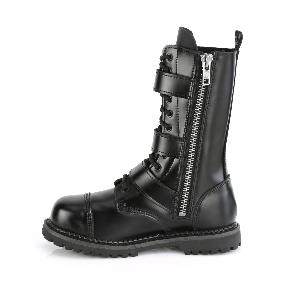 DemoniaCult Bottes pour hommes RIOT-12BK BLK Cuir