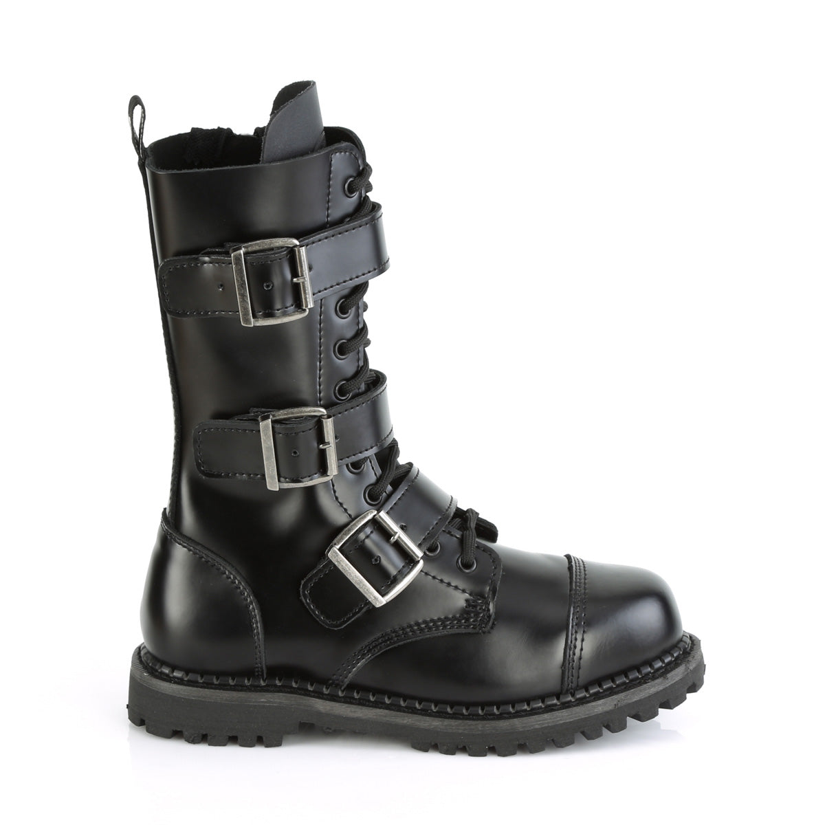 DemoniaCult Bottes pour hommes RIOT-12BK BLK Cuir